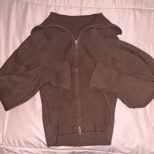 Brown Zip-Up Sweater